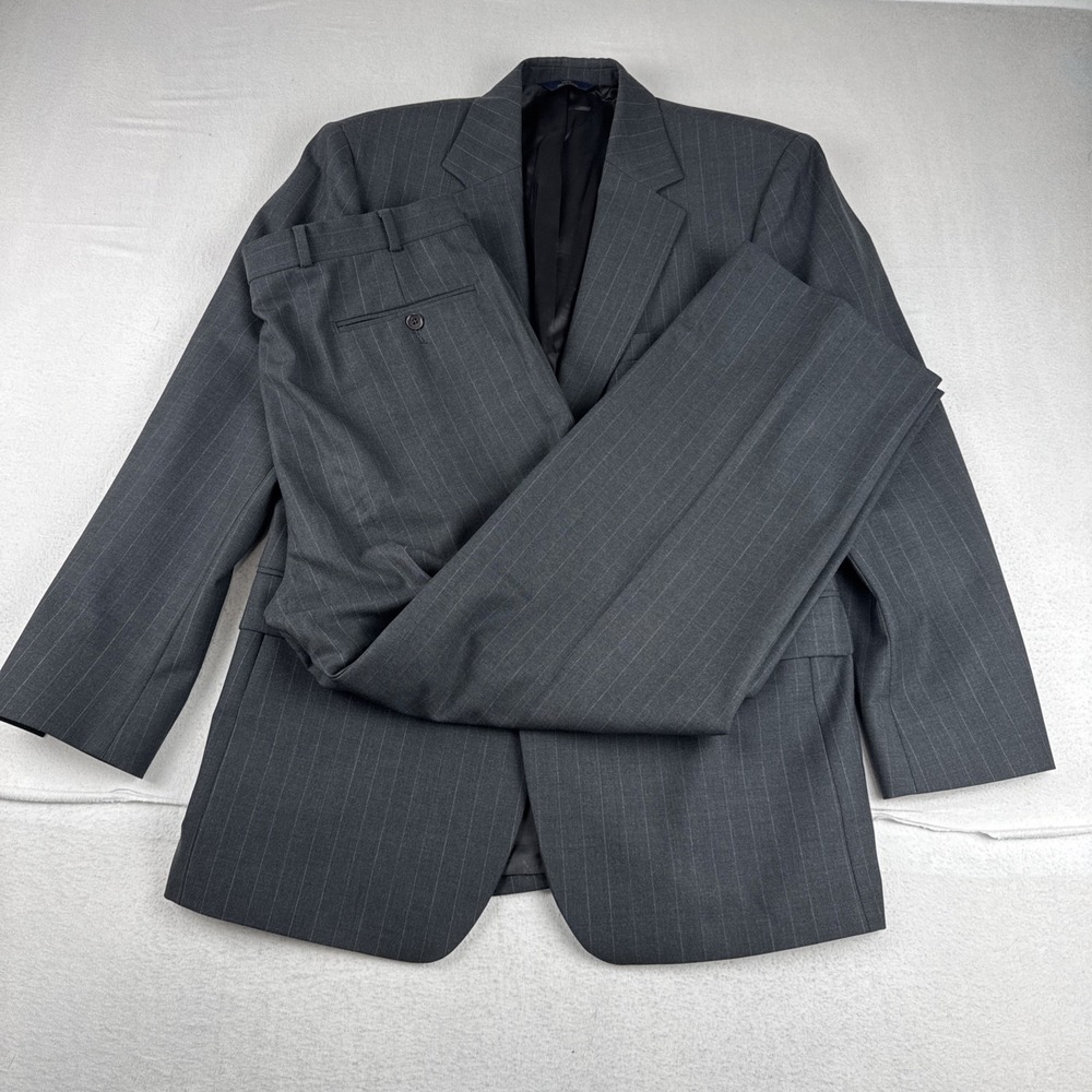 Brooks Brothers Stretch Mens Gray Striped 2-Piece Suit 42R Pants Fit 34*28